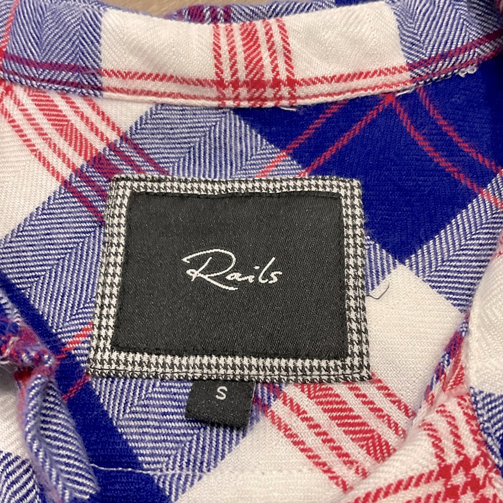 Rails Soft Plaid Sleeveless Button Down Shirt, S - image 7